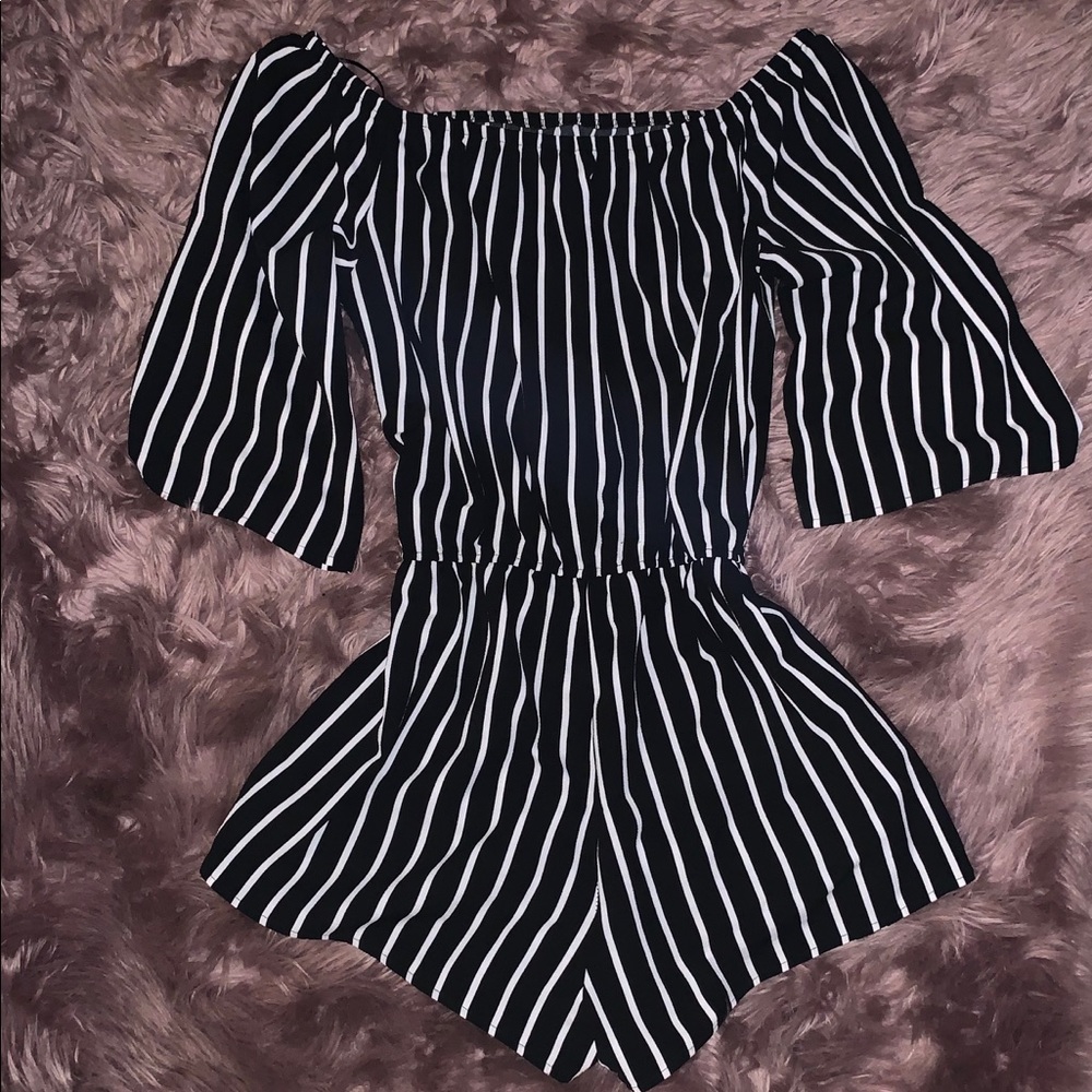 Striped women’s romper shorts